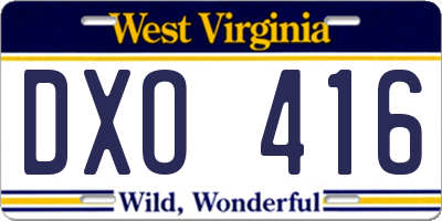 WV license plate DXO416