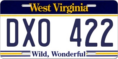 WV license plate DXO422