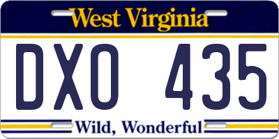 WV license plate DXO435