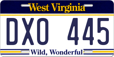 WV license plate DXO445
