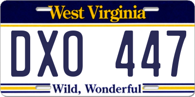 WV license plate DXO447