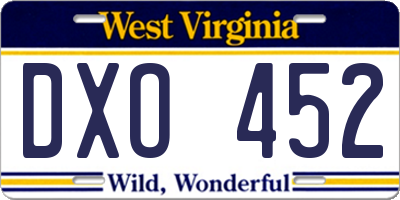 WV license plate DXO452