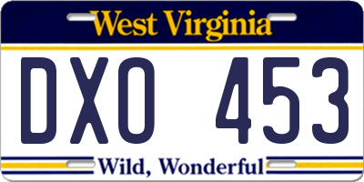 WV license plate DXO453
