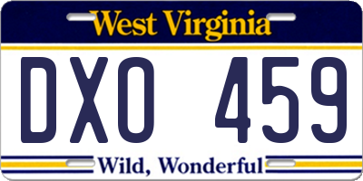 WV license plate DXO459