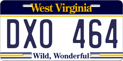 WV license plate DXO464