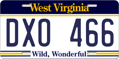 WV license plate DXO466
