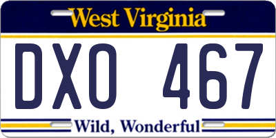WV license plate DXO467