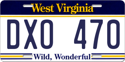 WV license plate DXO470