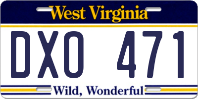 WV license plate DXO471