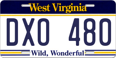 WV license plate DXO480