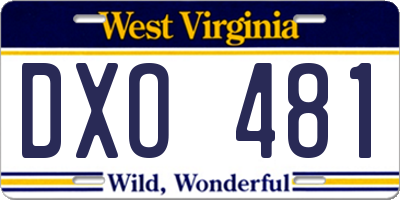 WV license plate DXO481