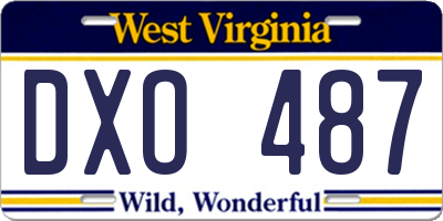 WV license plate DXO487