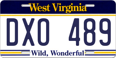 WV license plate DXO489