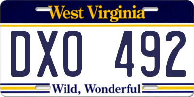 WV license plate DXO492