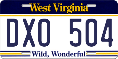 WV license plate DXO504