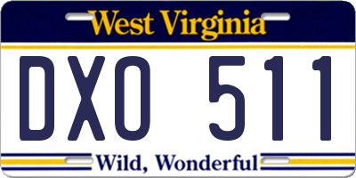 WV license plate DXO511