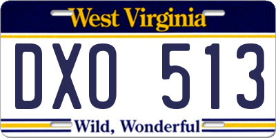 WV license plate DXO513