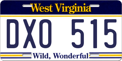 WV license plate DXO515
