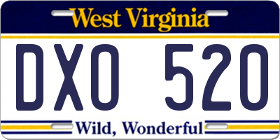 WV license plate DXO520