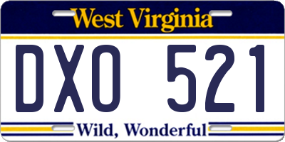 WV license plate DXO521