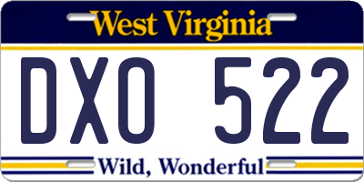 WV license plate DXO522