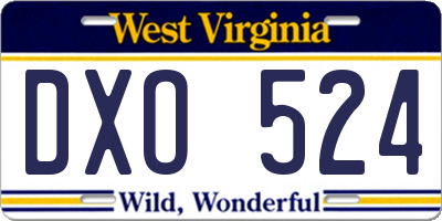 WV license plate DXO524