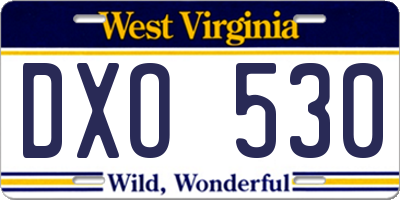 WV license plate DXO530