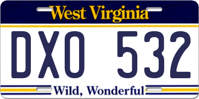 WV license plate DXO532