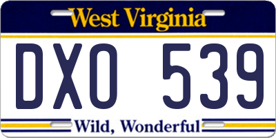 WV license plate DXO539