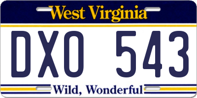WV license plate DXO543
