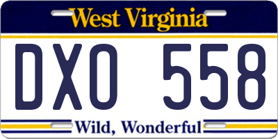 WV license plate DXO558