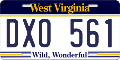 WV license plate DXO561