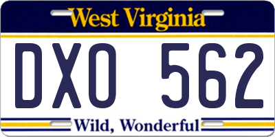 WV license plate DXO562