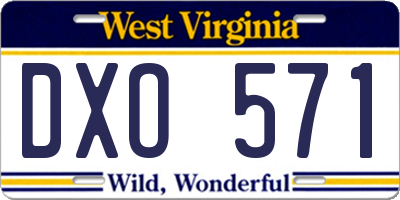 WV license plate DXO571