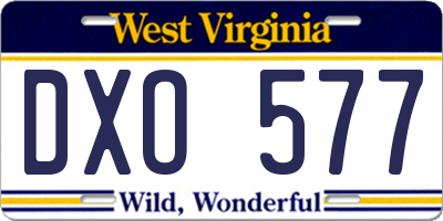 WV license plate DXO577
