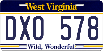 WV license plate DXO578
