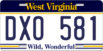 WV license plate DXO581