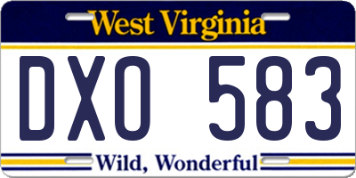 WV license plate DXO583