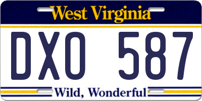 WV license plate DXO587
