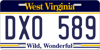 WV license plate DXO589