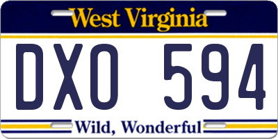 WV license plate DXO594