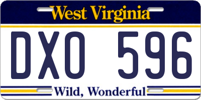 WV license plate DXO596