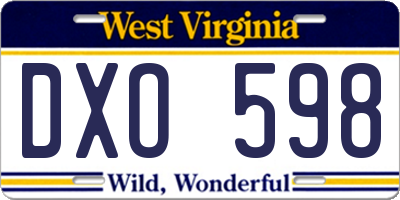 WV license plate DXO598