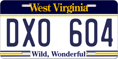 WV license plate DXO604