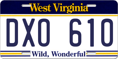 WV license plate DXO610