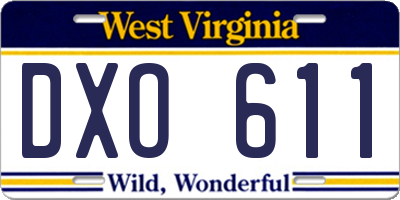 WV license plate DXO611