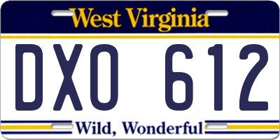 WV license plate DXO612