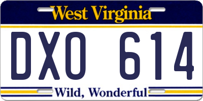 WV license plate DXO614