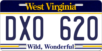 WV license plate DXO620