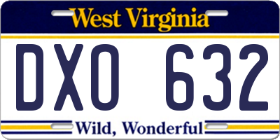 WV license plate DXO632